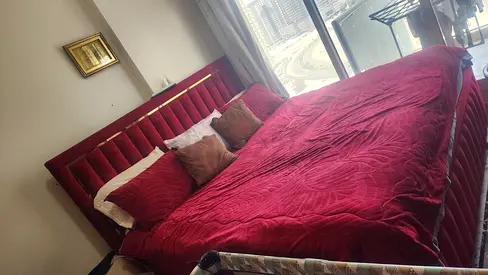Red King Size Bed with huge storage underneath and Headboard - Exellent Condition