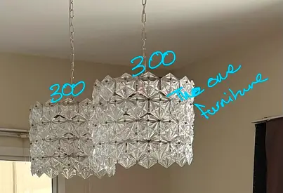 The one brand : Pair of Crystal Glass Pendant Chandeliers - Modern Square Design