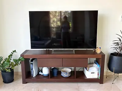 Wooden TV Console / Entertainment Unit with Drawers - Dark Brown