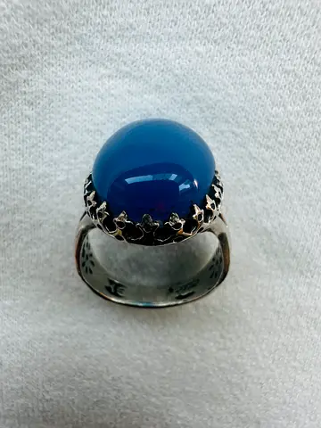 Blue agate ring 925 silver