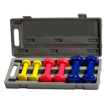 Vinyl Neoprene Dumbbell Set with Box - 6KG, Multicolour