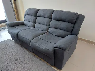 3-Seater Grey Recliner Sofa — Comfortable, Good Condition