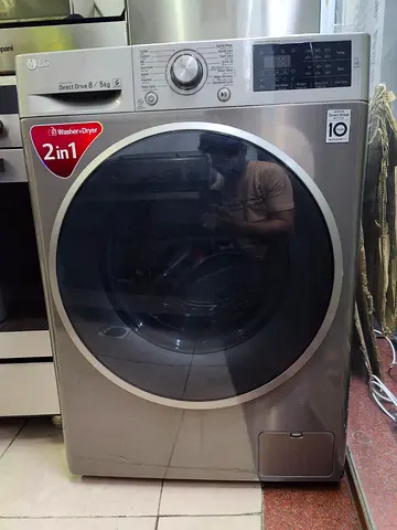 LG 2-in-1 Washer Dryer 8kg Wash / 5kg Dry - Silver, Good Condition