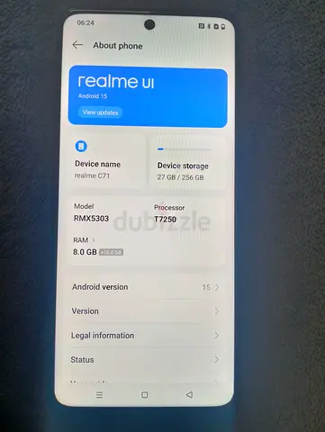 Realme C71 8GB + 16GB (Dynamic RAM) | 256GB | 6000mAh Battery | 45W Fast Charge | Under Warranty