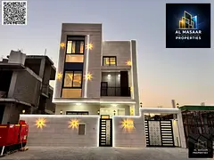 Modern villa for sale in Al Zahia. Price includes electricity, water, and air conditioning. 6 master