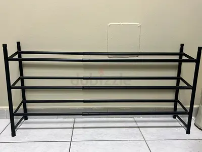 Black 4-Tier Metal Shoe Rack — Compact Storage Organizer