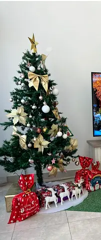 Artificial Christmas Tree with Ornaments and Gifts