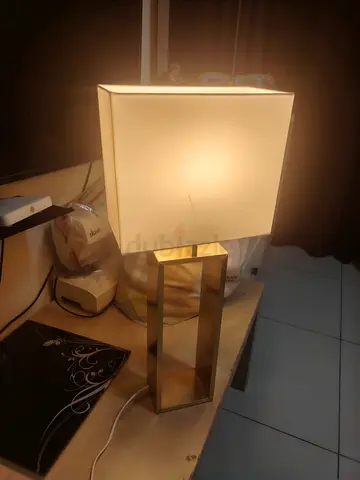 Modern Rectangular Table Lamp with Fabric Shade