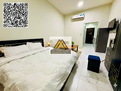 شقة استديو فرش فندقي | سهل المخرج جدا لدبي والشارقة | مطبخ شبه منفصل | الايجار شامل جميع الفواتير ماعدا الغاز