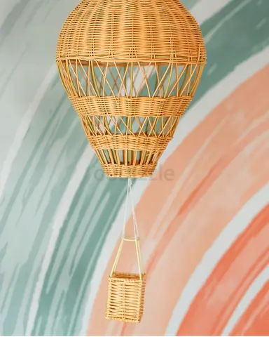 Handmade Rattan Hot Air Balloon Nursery Decor - Lightly Used