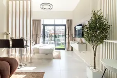 Modern Minimalist Studio Apt with Pool Views in JVC | Ideal for Mid-Term, Monthly &amp; Weekley Stay