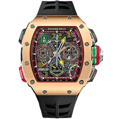 Richard Mille-style RM65 Chronograph Inspired Sports Watch (Gold Case, Rubber Strap)