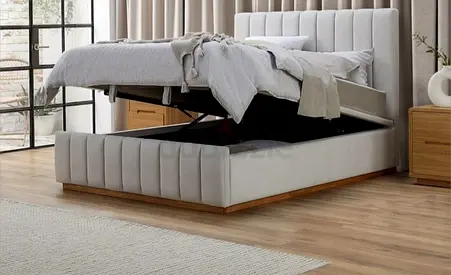 Brand new Grey Upholstered Storage Bed with Headboard (Queen)