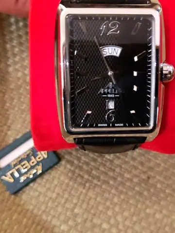 Limited Edition Appella Mens Swiss Made Rectangular Dress Watch - Black Dial