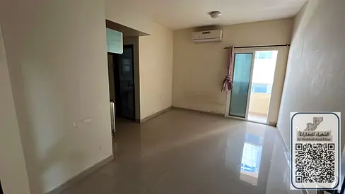 Studio apartment with balcony in Al Hamidiya area, opposite the courthouse and Ajman University. Good size, elegant design, close to all services and