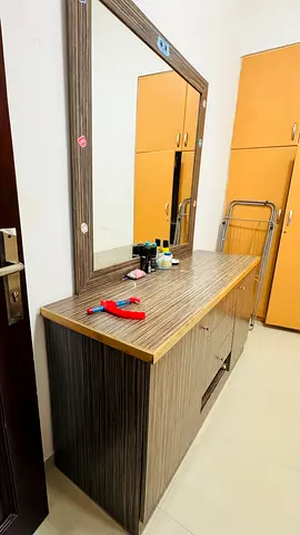 Wooden Dressing Table with Large Mirror - Good Condition