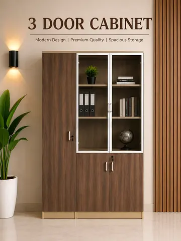 Luxury Rosewood Filing Cabinet – 3 Door Office Storage Cabinet UAE