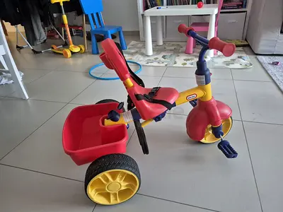 Little Tikes toddler tricycle with wagon and safety harness - good condition