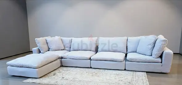 Marina home Luscious original featLight grey modular sectional sofa with ottoman — spacious 4-seater
