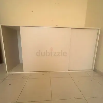 White Low Sliding Door Cabinet / TV Console
