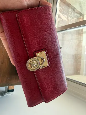 MK Red Leather Long Wallet / Clutch Used Condition