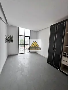 Studio on Ajman Corniche, second row, separate kitchen, first tenant, central AC, built-in wardrobes