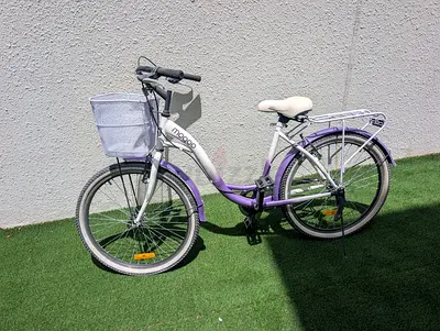 Lightweight Purple Kids/Youth City Bike with Front Basket