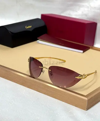 Cartier Gold Rimless Cat-Eye Sunglasses - Pink Gradient Lenses