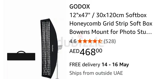 Godox 30x120cm Honeycomb Grid Strip Softbox (Bowens Mount) 2 Pcs
