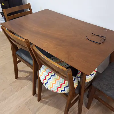 Solid Wood Dining Table with 4 Matching Chairs - Medium Brown