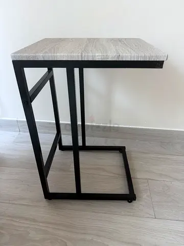 Small Industrial Side Table with Metal Frame and Wood Top