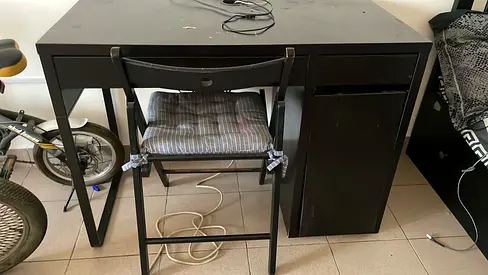 IKEA Black Wooden Study table with chair