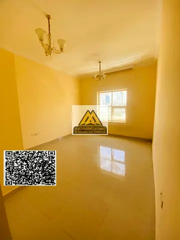 One-bedroom apartment with a living room in Al Nakhil 1, Ajman. Second row from the Corniche, 2 bathrooms, second tenant, prime location, AED 33,000 p