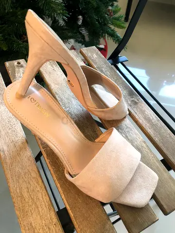 Beige Suede Open-Toe Heeled Mules — Size Unspecified