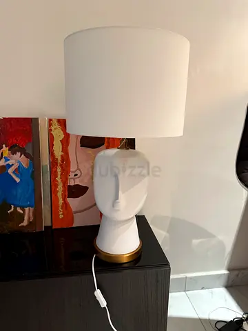 White Ceramic Table Lamp with Fabric Shade