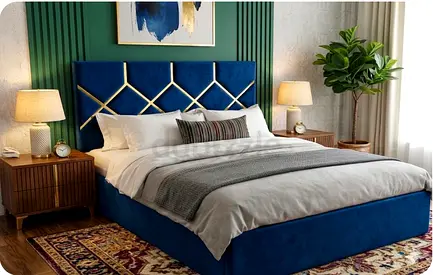 Blue Velvet King Bed Frame New Good Quality family bed