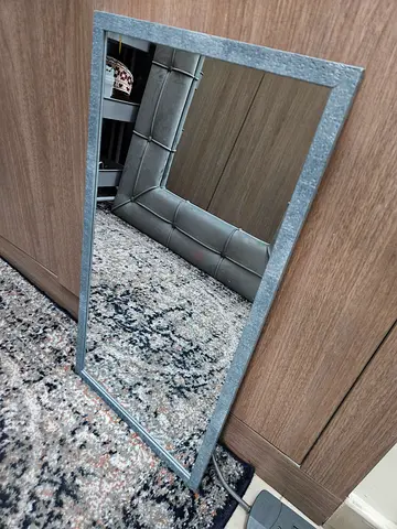 Decorative Wall Mirror with Textured Silver Frame