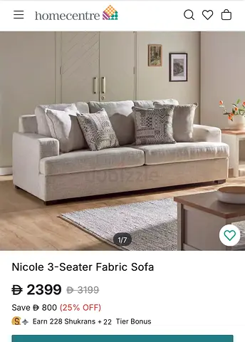 Nicole 3-Seater  2-Seater Fabric Sofa - Light Grey