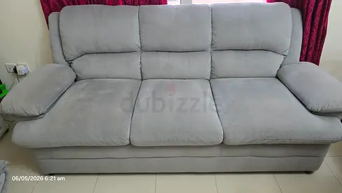 Grey 3-Seater Fabric Sofa in Good Condition