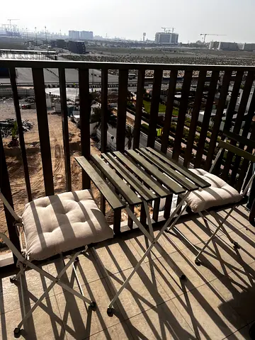 Outdoor Balcony Folding Bistro Set - 2 Chairs with Cushions and Small Table