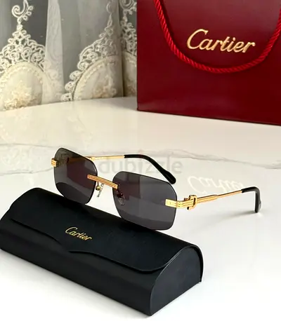 Cartier rimless gold-tone sunglasses with case - authentic style