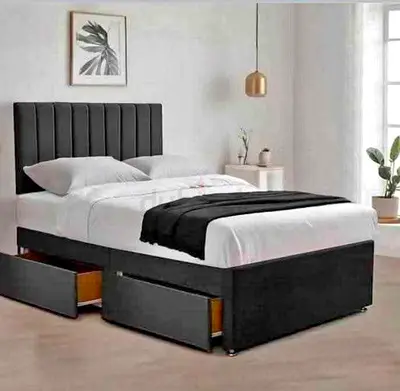 Brand New Double Storage Bed with Headboard - Dark Grey