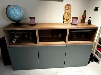 Modern Sideboard Wine Cabinet with Open Display Shelves