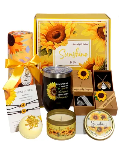 Sunflower-themed Gift Hamper — Mug, Candle, Bath Bomb  Accessories
