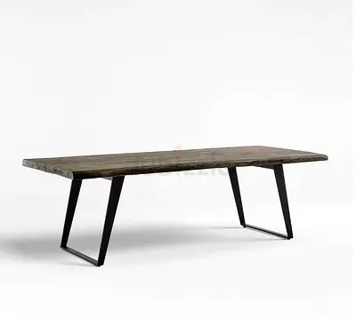 Crate  Barrel - Solid Wood Dining Table with Metal Legs - Industrial Farmhouse Style