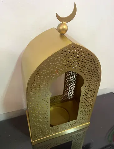 Gold Islamic-style Decorative Candle Lantern (Ramadan Eid Decor)