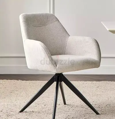 Light Grey Upholstered Swivel Accent Chair with Metal Legs