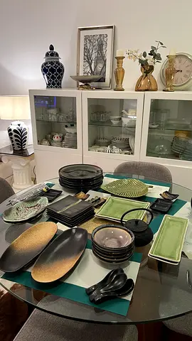 Complete set of 6 Japanese Dinner set with sushi plates and dinner plates - Decorative Dinnerware