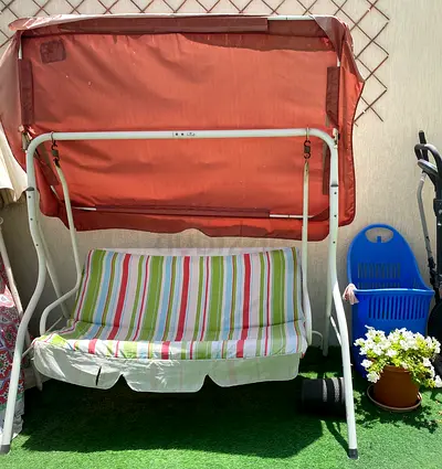 Outdoor 3-Seater Garden Swing with Canopy -BBQ STAND