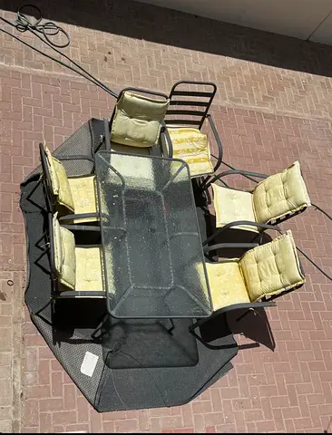 Outdoor 6-Seater Metal Patio Dining Set with Cushions